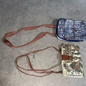 BRANDNEW Sakroots cross body/shoulder purse-wallet and blue floral satchel bag!